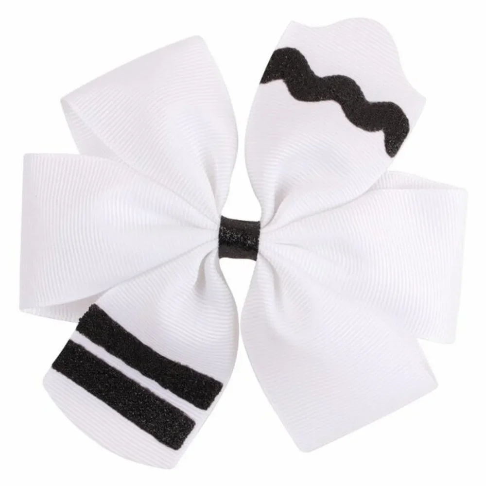 Back to School White Crayon Girl Hair Bow Clip
